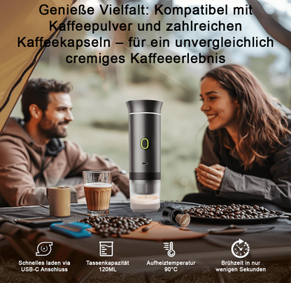 Kafflow - Tragbare Kaffeemaschine, Kaffee genießen, Stress vergessen