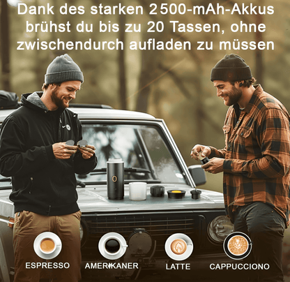 Kafflow - Tragbare Kaffeemaschine, Kaffee genießen, Stress vergessen