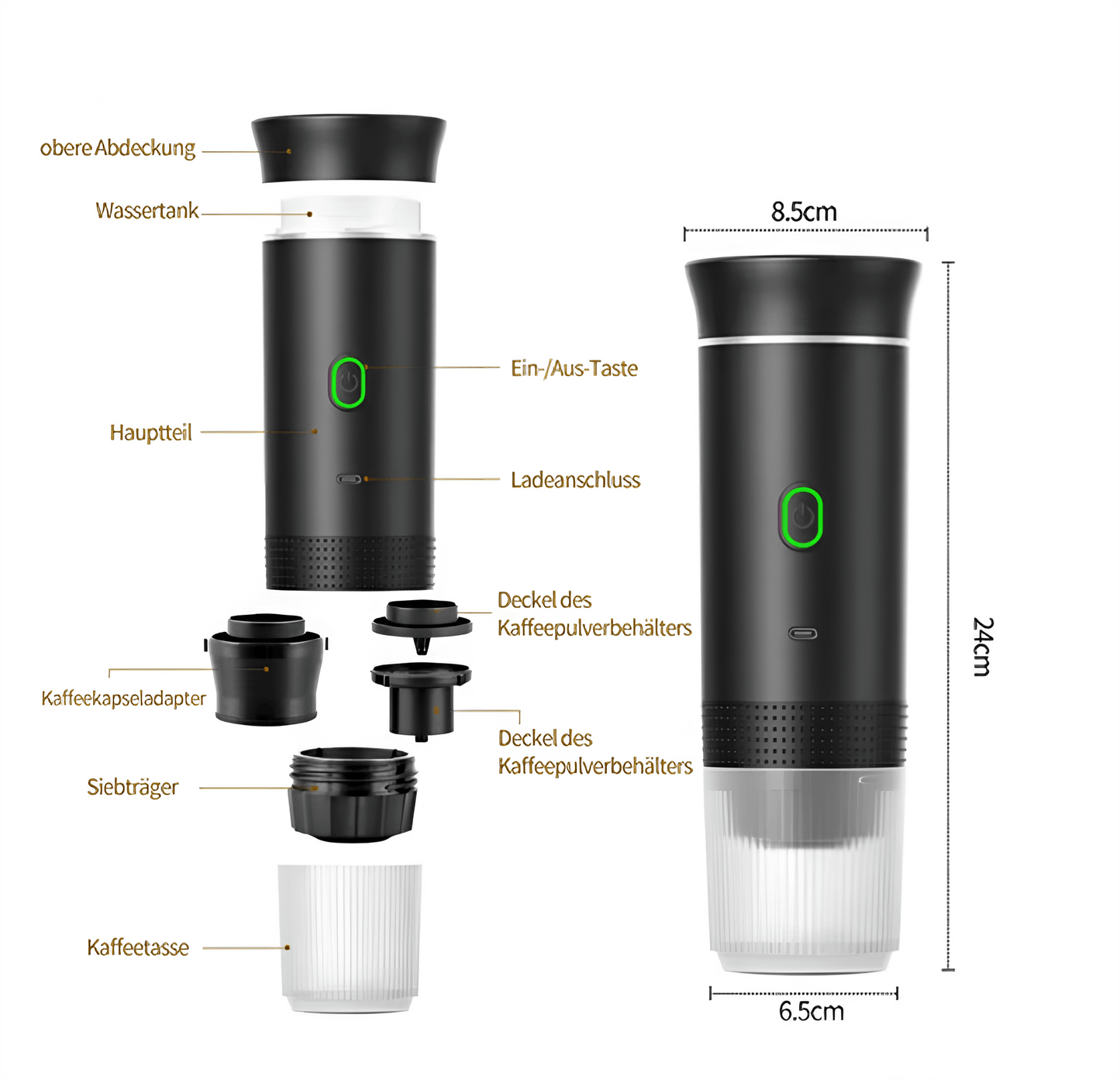 Kafflow - Tragbare Kaffeemaschine, Kaffee genießen, Stress vergessen